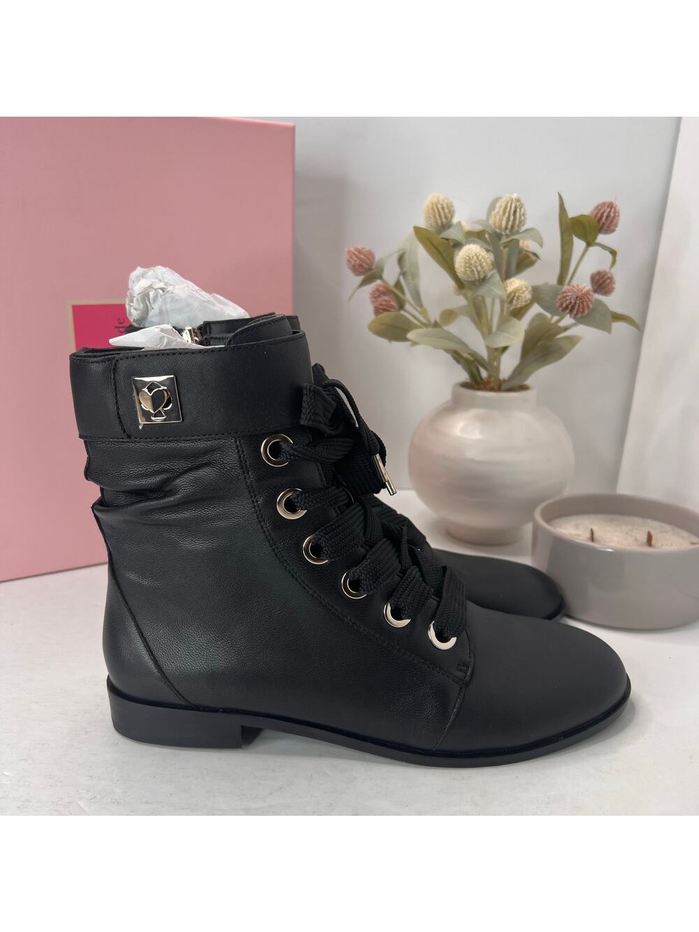 Kate Spade New York Ruby Lace Up Bootie Black Preppy Women's 9M Tried On